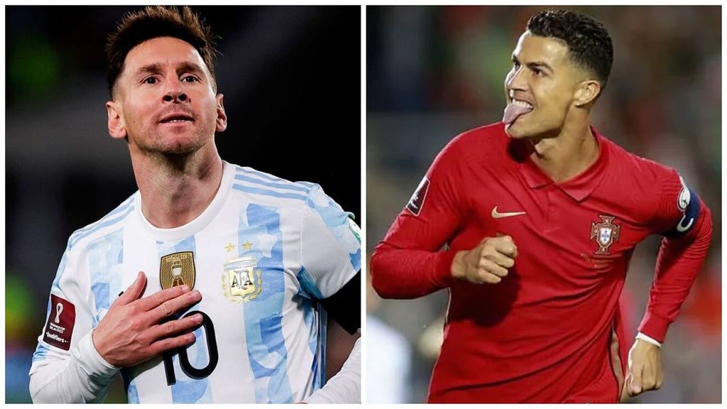 Lovely moment as Messi and Ronaldo play together ahead of the Qatar 2022 FIFA World Cup
