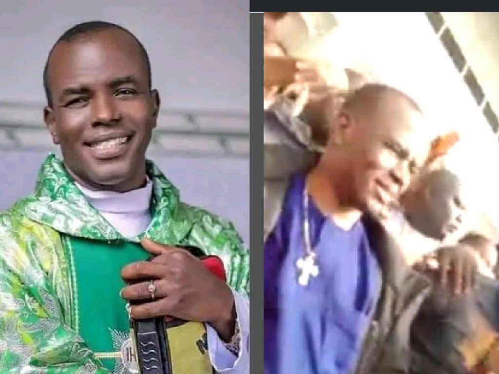 Breaking: Large Crowd Welcome Fr. Mbaka As He Arrives Enugu State After Spending Few Weeks In USA