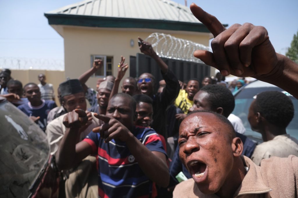 INEC Ad Hoc Officials Protest Unpaid Salaries Outside The INEC Collation Centre in Kano