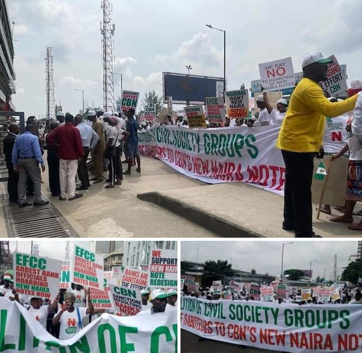 Heavy Protest Rocks Lagos Over Scarcity Of New Naira Notes