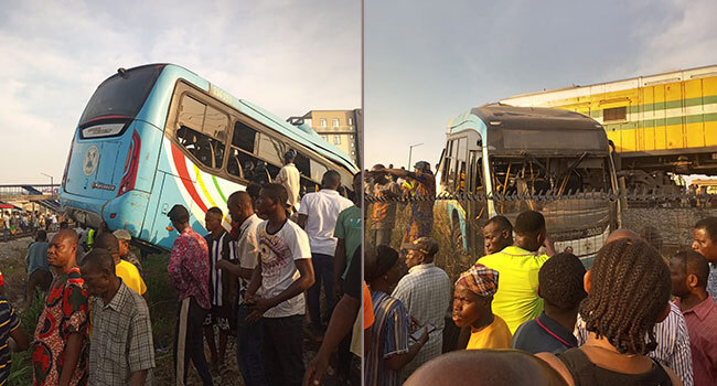 Two Dead, Several Injured As Train Ram Into BRT Bus In Lagos