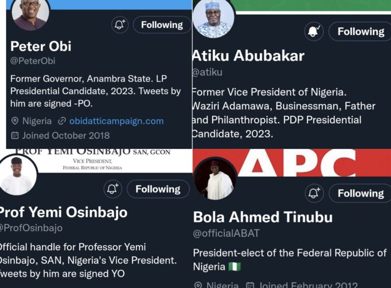 Twitter Removes Osinbajo, Tinubu, Atiku, Obi, Verification Badges