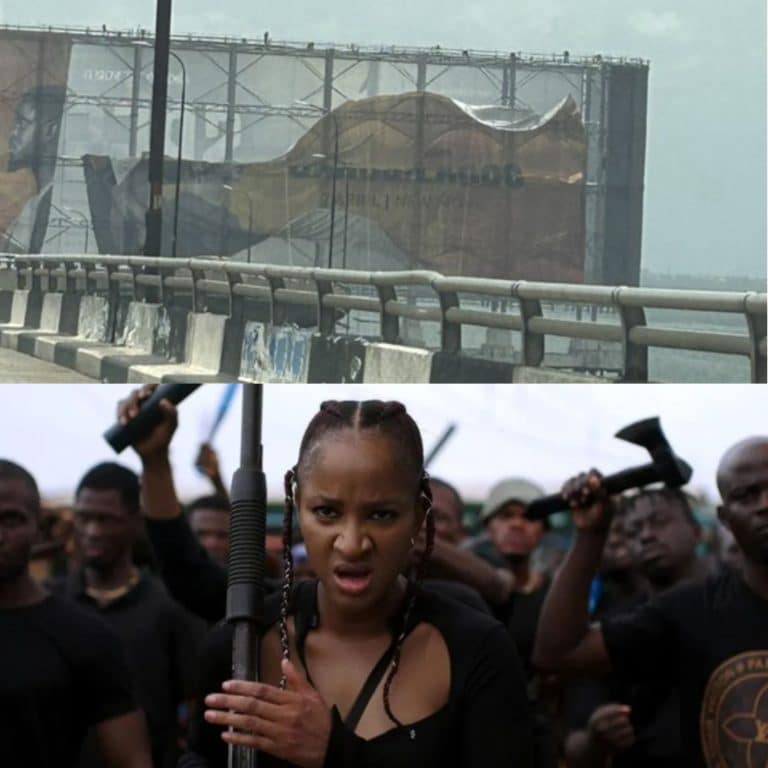 Gangs Of Lagos Bill Board Destroyed On Third Maryland Bridge (Photo)