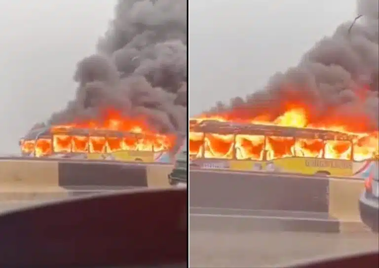 Lagos Auto Crash: Angry Mob Sets BRT Bus On Fire After K!lling  Commercial Bus Driver 