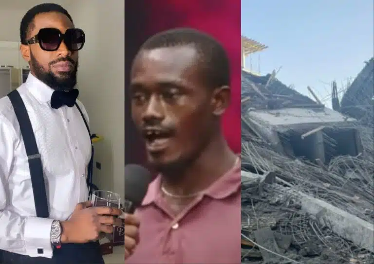 Dbanj Reacts As Bricklayer Shares How He Escaped Banana Island Seven-Storey Building Collapse