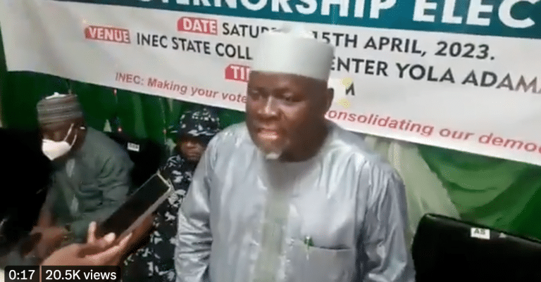 Watch Moment Adamawa REC Strangely Declares Binani As Winner Of Guber Elections [Video]