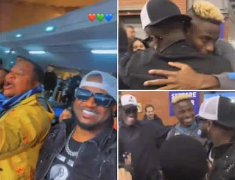 Osimhen Linkes Up With Peter Okoye, Cubana Chiefpriest After UCL Defeat