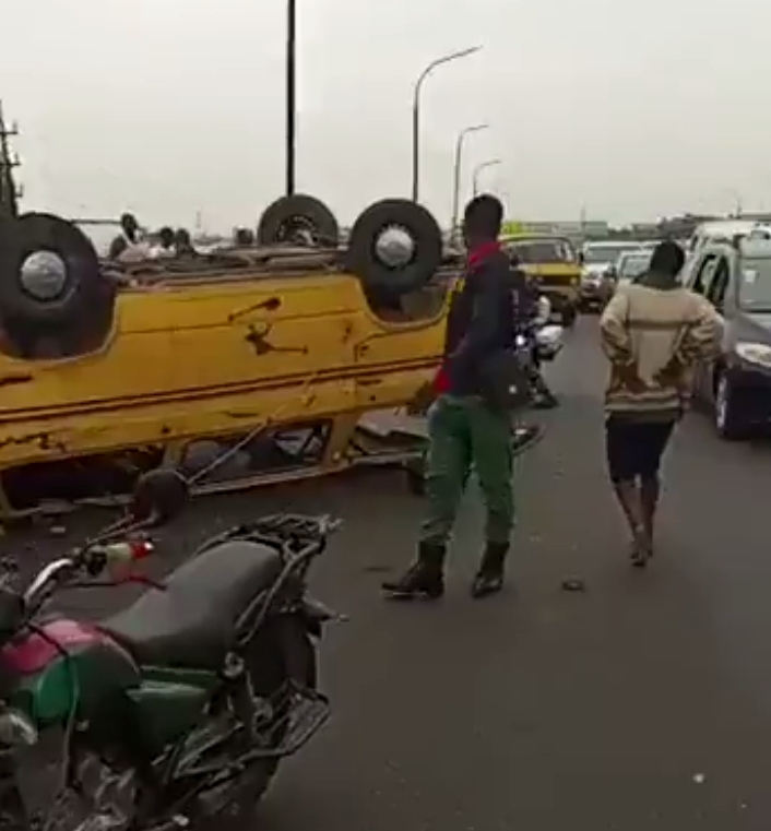 BREAKING: Commercial Bus Driver Dies After Colliding With BRT Bus In Lagos [Video]