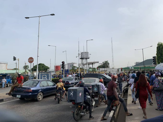 BREAKING: Protest In Lagos Airport As Aviation Unions Protest Entitlements [PICS]