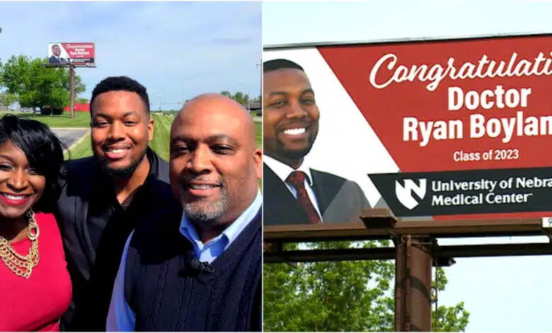 Family Mounts Huge Billboard To Celebrate Son As He Graduates From Medical School