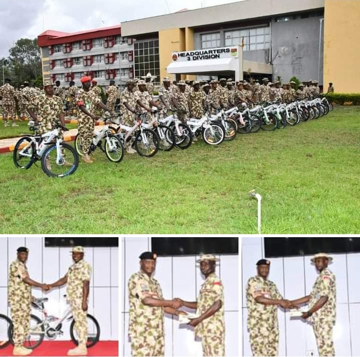 Nigerian Army Rewards Soldiers With Bicycles And Cash For Good Conduct