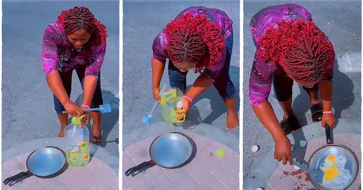 No Need For Gas Here - Lady Living in Dubai Uses Hot Sun to Fry 2 Eggs In A Viral Video