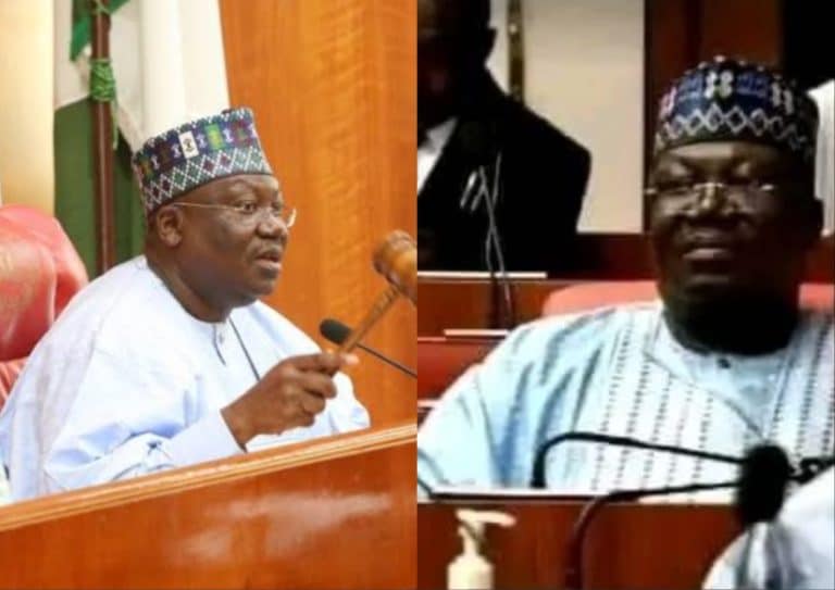 Reactions As Photos Of Ex Senate President, Ahmed Lawan Sitting At The Back In The Senate Chambers Surfaces Online 