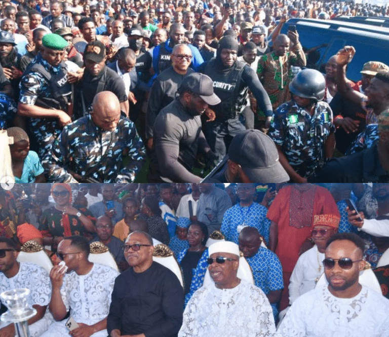 Mammoth Crowd As Peter Obi Storm Burial Venue In Enugu (Video)