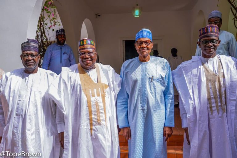 Senate President Lawan, Gov. Buni, Aliyu Visit Buhari In Daura (Photos)