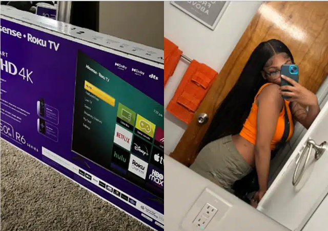 Reactions as a 15-yr-old girl receives 50-inch TV from boyfriend as gift to mark their 1 year dating anniversary
