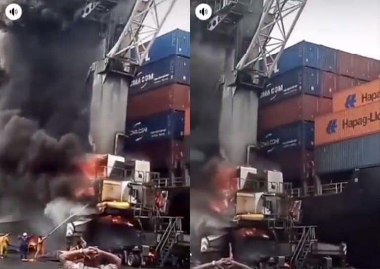 Port Crane Operator Rescued After Fire Incident