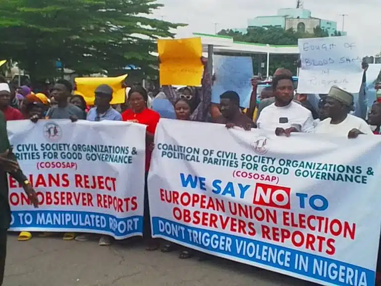 EU Reports: Tinubu Supporters Stages Protest At EU Secretariat In Abuja