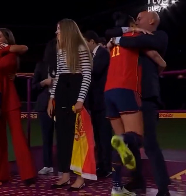 Drama As President Of Spanish FA Kisses Player On The MOUTH During Trophy Presentation [Photos]