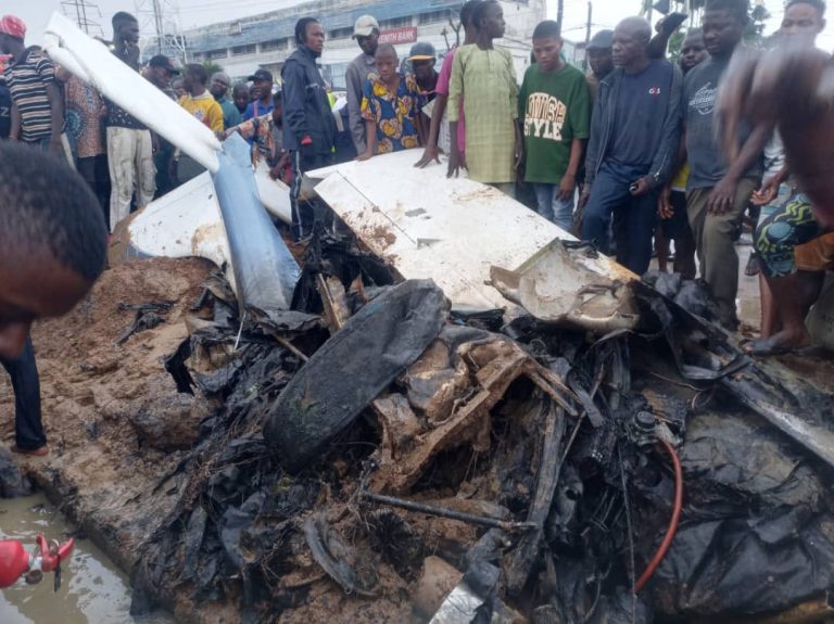 BREAKING: Helicopter Crashes in Lagos [PHOTOS]