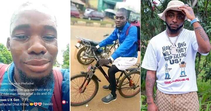 Oya send account details’ – Davido tells cyclist riding from Benue to see him