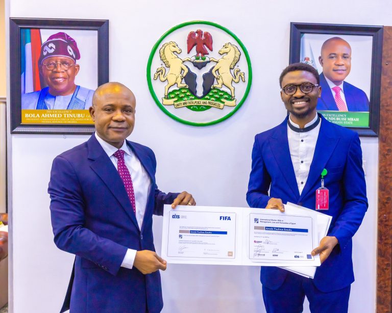 Enugu Gov., Peter Mbah, Meets First Igbo Person To Have Both FIFA Master And UEFA Certificate In Football Management