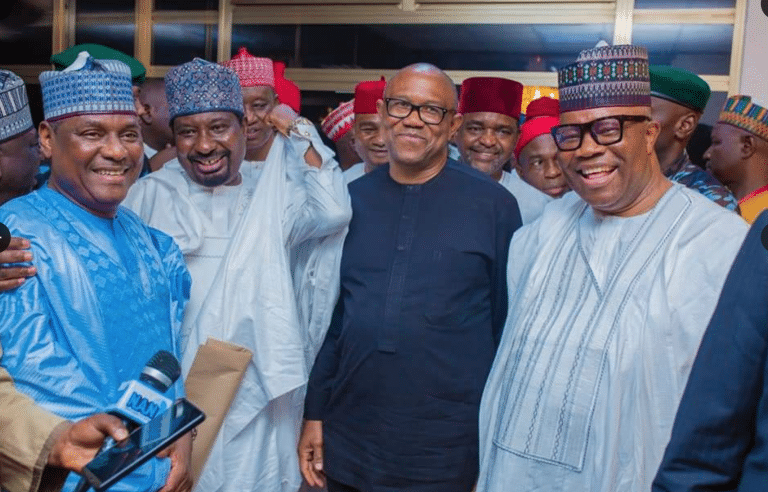 Obidients’ React To Photo Of Peter Obi With APC Chieftains At Jibrin’s Son Wedding