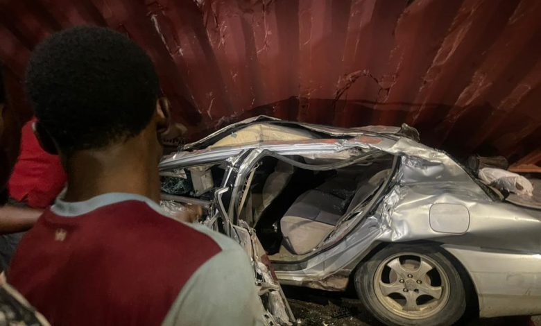 Three Escapes Death As Trailer Crushes Car In Lagos