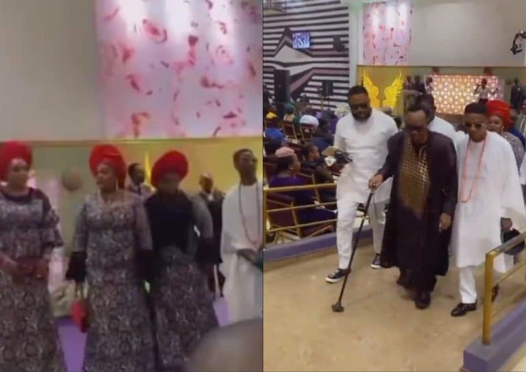 Moment Singer Wizkid Storm Church With Family For Mother’s Funeral Thanksgiving (Video)