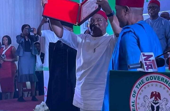 BREAKING: INEC Presents Certificate Of Return To Re-elected Imo Governor, Hope Uzodimma [VIDEO]