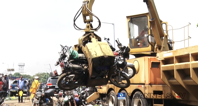 Lagos Govt Crushes Over 1500 Seized Motorcycles Over Violation Of Traffic Laws