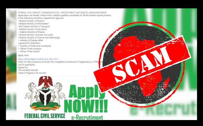 Beware Of Scammers - FCSC Debunks Ongoing Recruitment