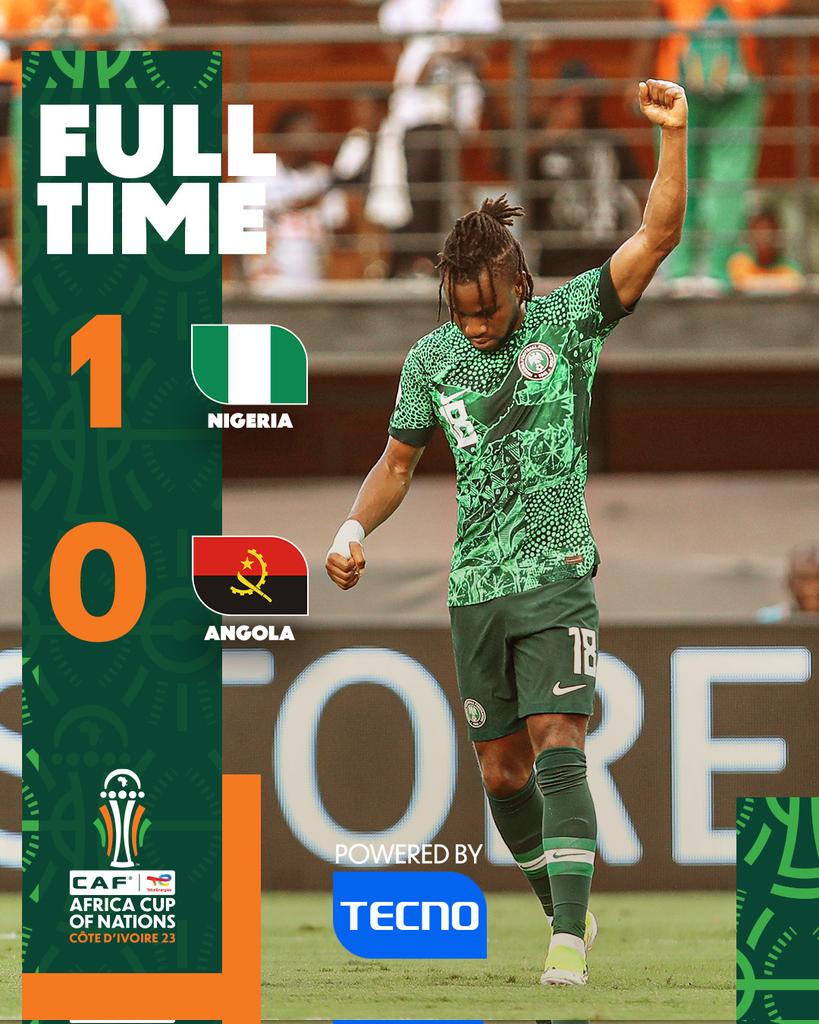 Nigeria Beat Angola 1-0 To Qualify For The Semi Finals Of AFCON 2023