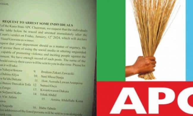 Alleged Memo From APC Asking Police To Arrest, Silence 16 Notable Individuals In Kano Surfaces