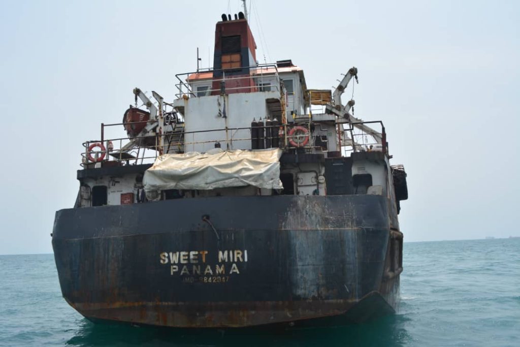 Just In: Nigerian Military Intercepts Ship Carrying 2million Litres Of Stolen Fuel To Benin Republic, Arrest Crew Members