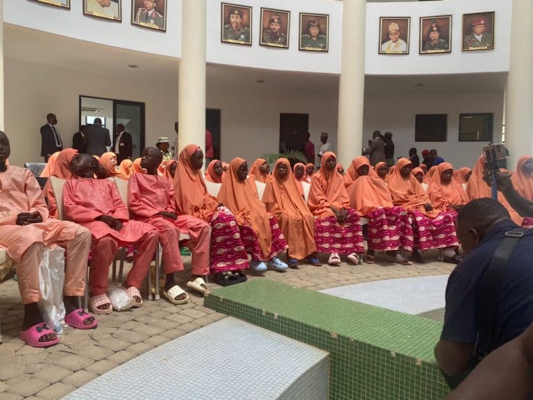 137 Rescued School Children Arrive Kaduna Govt House