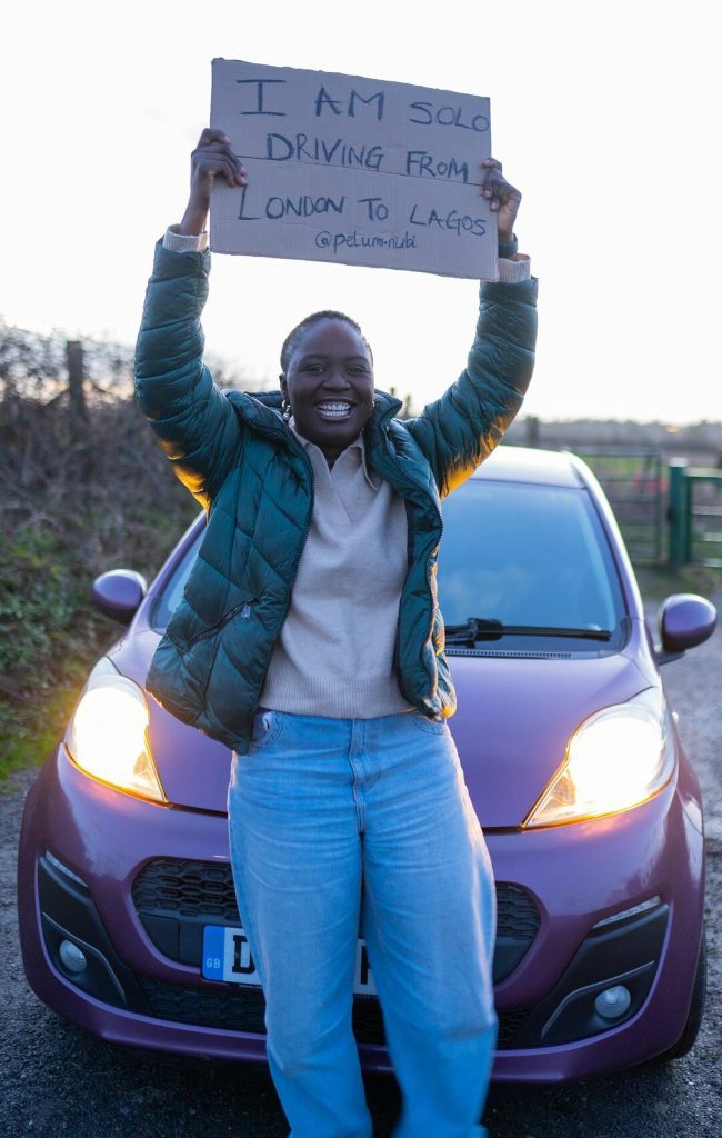 Female Solo Driver, Pelumi Nubi Arrives In Nigeria After Road Trip From London To Lagos, Receives Heroic Welcome