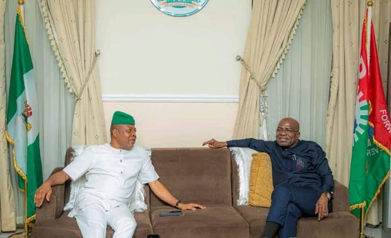 Former Imo State Governor, Emeka Ihedioha In Closed-door Meeting With Alex Otti Days After Dumping PDP