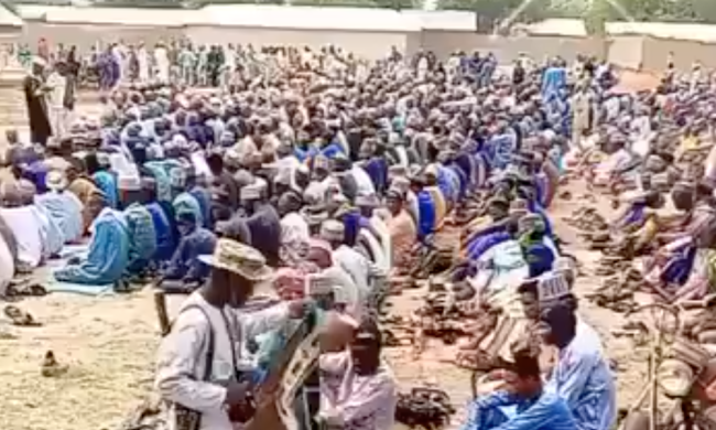 Drama As Terrorists Releases Video Showing Their Eid-El-Fitr Celebration Openly In Large Gathering At Zamfara Community [Video]