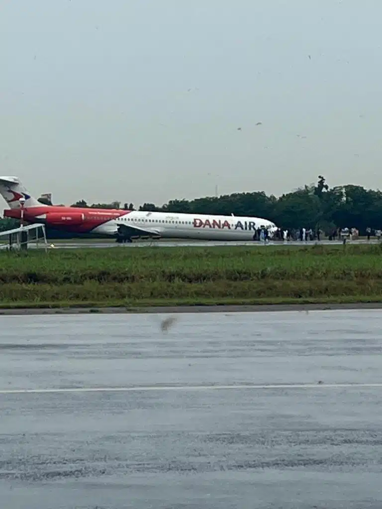 JUST IN: Dana Air Skids Off Runway In Lagos (Photos)