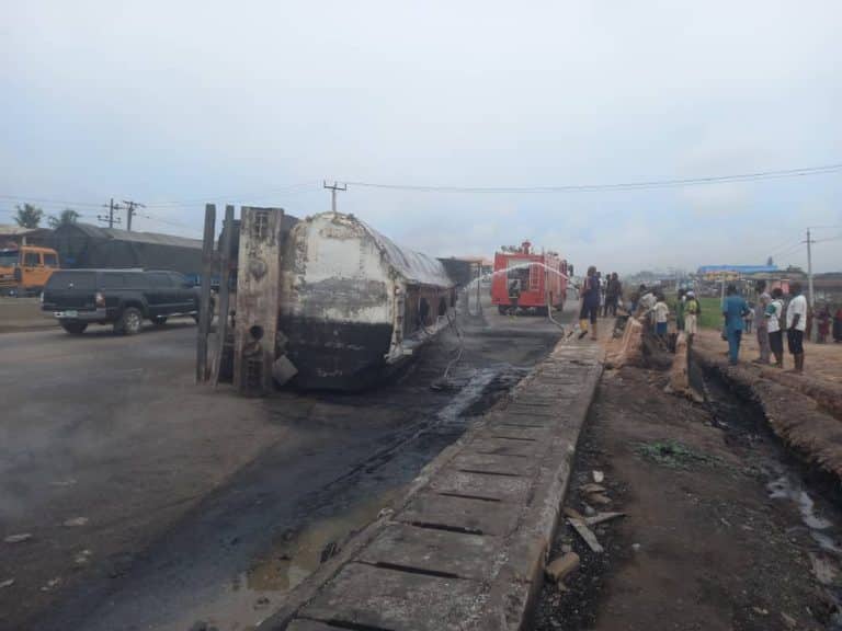 JUST IN: Heavy Laden Petrol Tanker Explodes On Lagos-Ibadan Expressway