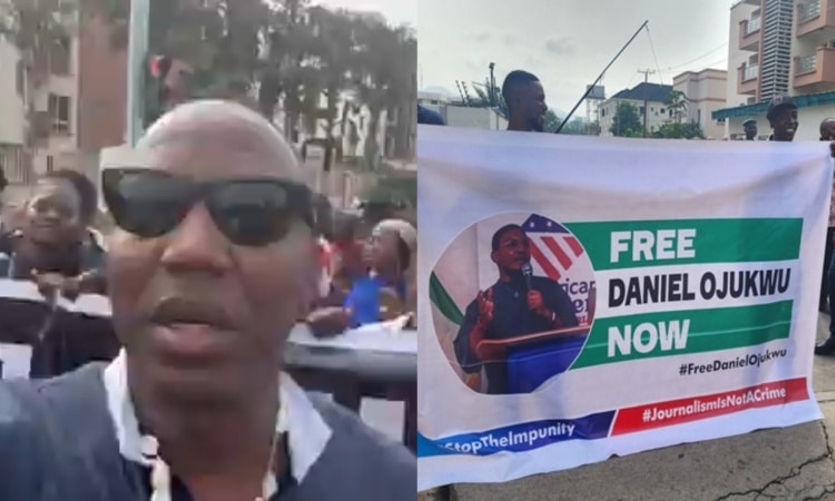 Just In: CSOs, Sowore Stage Protest At Nigeria Police Headquarters, Seeking Release Of Detained FIJ Reporter