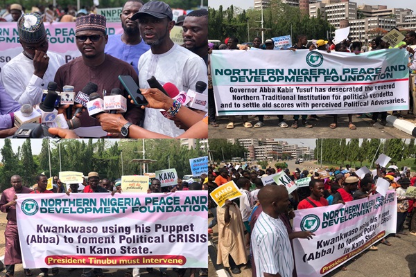 BREAKING: ‘This Latest Stunt Is Illegal’ – Protesters Storm Villa, NASS Over Reinstatement Of Sanusi As Kano Emir
