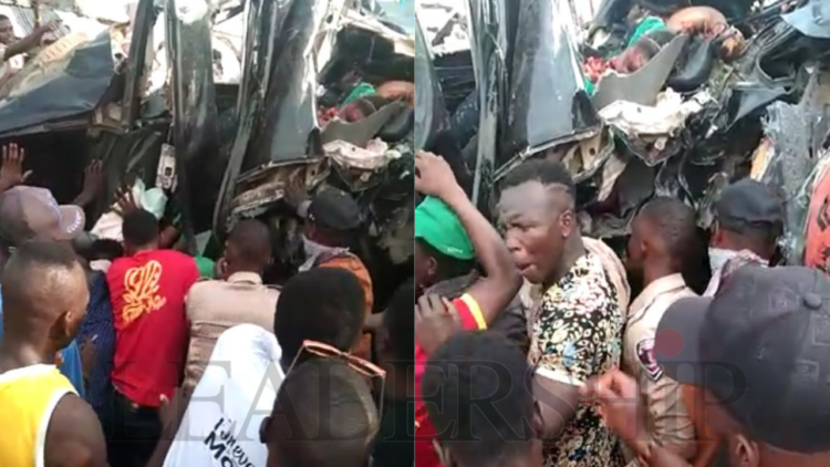 BREAKING: Human Body Parts Litter Accident Scene As Trailer Crushes 4 To Death On Abuja-Keffi Road
