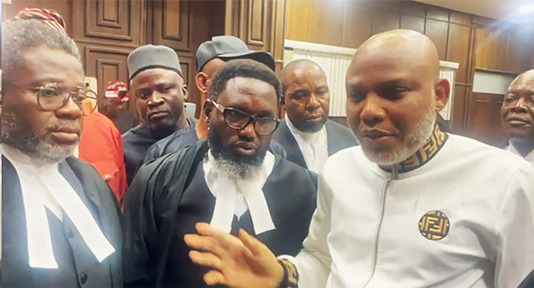 Nnamdi Kanu In Court For Trial, Condemns South-East Killings