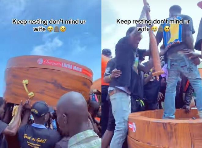 Ghanaian Food Seller Laid To Rest In Mortar-shaped Coffin (Photos)