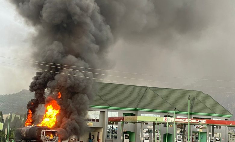 Tanker Offloading Fuel Burst Into Flames At Abuja Petrol Station [VIDEO]