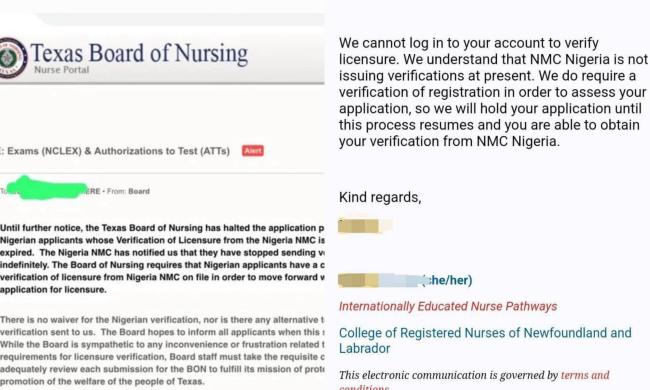 US, Canada Reject Job Applications By Nigerian Nurses After Govt Suspended Licence Verification Services