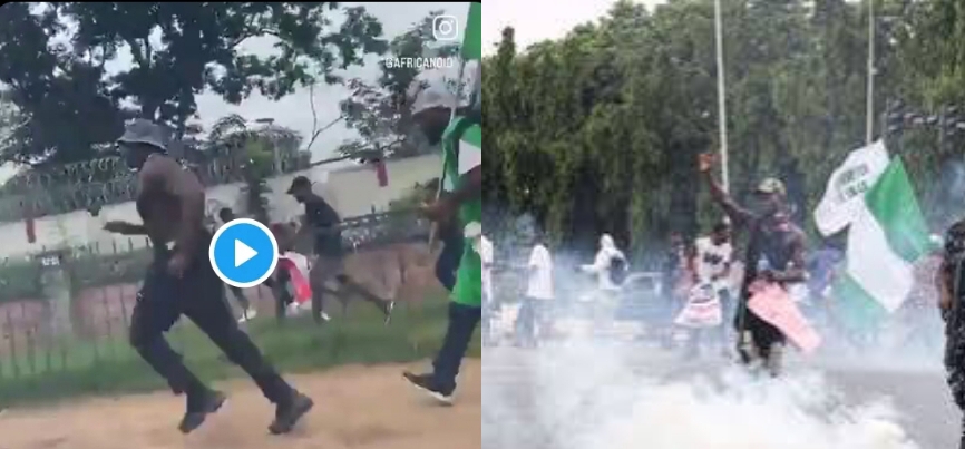 Police Attack Deji Adeyanju, VeryDarkMan, Other Protesters In Abuja On Day 2 Of #endbadgovernance Protest [Video]