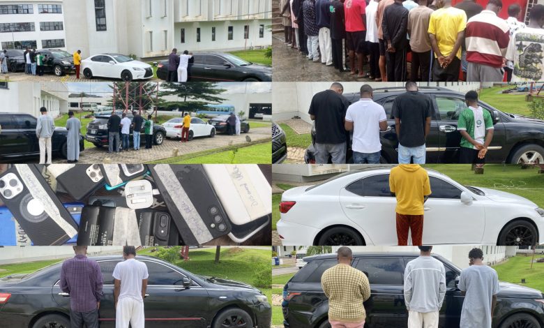 EFCC Arrests 39 ‘Yahoo Boys’ With 4 Exotic Cars, Over 40 iPhones, Others [PHOTOS]